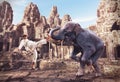 Karateka fights with elephant Royalty Free Stock Photo