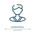 Karateka icon. Linear vector illustration from sport avatars collection. Outline karateka icon vector. Thin line symbol for use on Royalty Free Stock Photo