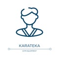 Karateka icon. Linear vector illustration from sport avatars collection. Outline karateka icon vector. Thin line symbol for use on