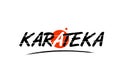 karateka word text logo icon with red circle design Royalty Free Stock Photo
