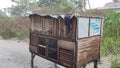 Karawang, Indonesia, 5 October 2022: the chicken coop exposed to the rain, the wind stays strong