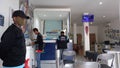 Karawang, Indonesia - October 13, Inside of A branch of Mandiri Bank, Cashier Desk and Waiting Area.