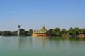 Karaweik temple in Kandawgyi lake, Yangon, Myanmar Royalty Free Stock Photo