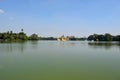 Karaweik temple in Kandawgyi lake, Yangon, Myanmar Royalty Free Stock Photo