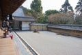 The Kare-sansui dry landscape zen garden at Ryoan-ji Temple in Kyoto, Japan. It is part of Historic Royalty Free Stock Photo