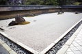 Kare-sansui Japanese rock garden, zen garden at Ryoanji, Ryoan-ji, Kyoto, Japan Royalty Free Stock Photo