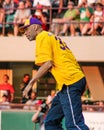 Kareem Abdul-Jabbar heads to first base.