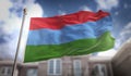 Karelia Flag 3D Rendering on Blue Sky Building Background