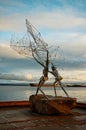 Karelia. A gift of the city of the twin city of Duluth USA. Sculpture Fishermen on the shore of Lake Onega. Novemb