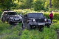 Karelia, Russia, August 18, 2015: Journey to the Jeep Wrangler unlimited Sahara for Karelia. Wrangler is a compact four wheel