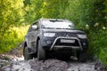 Karelia, Russia, August 18, 2015: off-road expedition for Mitsubishi Pajero Sport in Karelia. Mitsubishi Pajero Sport is a compact