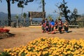 Karen tribe children dancing in traditional dress Royalty Free Stock Photo