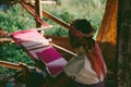 Karen Hill Tribe girl Weaving Royalty Free Stock Photo