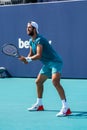 Karen Khachanov of Russia in action during quarter-final match against Francisco Cerundolo of Argentina at 2023 Miami Open