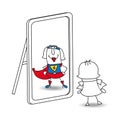 Karen super girl in the mirror Royalty Free Stock Photo