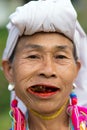 Karen tribe woman chewing betel plant
