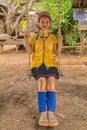 Karen woman from Pai at Mae Hong Son, Thailand playing swing Royalty Free Stock Photo