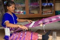 Karen woman weaving cotton