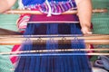 Karen woman weaving of the Karen tribe Hand-made in chiangmai thailand Royalty Free Stock Photo