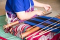 Karen woman weaving of the Karen tribe Hand-made in chiangmai thailand Royalty Free Stock Photo