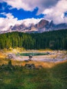 Karersee Lago di Carezza, is a lake in the Dolomites in South