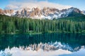 Karersee, lake in the Dolomites in South Tyrol, Italy. Royalty Free Stock Photo