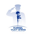 kargil vijay diwas patriotic background with saluting solider silhouette