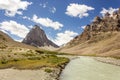 The Kargyak river with the granite mountain peak of Mount Gumbok Rangjon