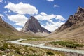 The Kargyak river with a granite mountain peak