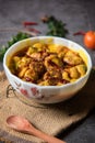 Karhi is a dish originating in Rajasthan, India. Made of thick gravy based on gram flour