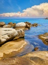 Karidi beach at peninsula Sithonia, Chalkidiki, Greece. Sea view Royalty Free Stock Photo