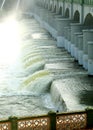 Speedy water from the Grand aged dam of Kallanai constructed by king karikala chola with granite stone.