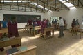 Karimba School with school children in new classroom in North Kenya, Africa