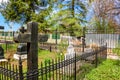 KARIZHA, RUSSIA - MAY 2016: Cemetery on the territory of the Church of the Protection of the Holy Virgin