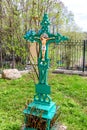 KARIZHA, RUSSIA - MAY 2016: Cemetery on the territory of the Church of the Protection of the Holy Virgin