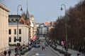 Karl Johans gate is the main street of the city of Oslo, Norway. Royalty Free Stock Photo