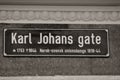 Karl Johans gate street sign in Oslo