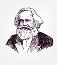 Karl Marx vector sketch portrait isolated