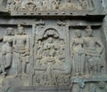 Karla Caves Chaityagriha, Sanctum Sanctorum, Budha Sculpture flanked by other dieties in Front Veran