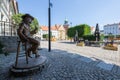 Karlino, Zachodniopomorskie / Poland - August, 7, 2020: Czeslaw Niemen monument in the market square in Bialogard. Statue of a