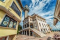 Karlitepe mosque with restaurant on a top of it`s minaret with panoramic terrace Royalty Free Stock Photo