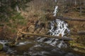 Karlova Studanka waterfall in Jeseniky mountains in spring morning Royalty Free Stock Photo