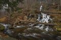 Karlova Studanka waterfall in Jeseniky mountains in spring morning Royalty Free Stock Photo