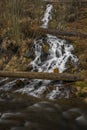 Karlova Studanka waterfall in Jeseniky mountains in spring morning Royalty Free Stock Photo