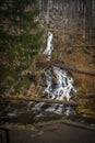 Karlova Studanka waterfall in Jeseniky mountains in spring morning Royalty Free Stock Photo