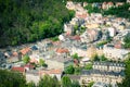 Karlovy Vary Carlsbad historical city centre top aerial view with colorful beautiful buildings Royalty Free Stock Photo