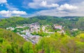 Karlovy Vary city aerial panoramic view Royalty Free Stock Photo