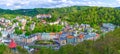 Karlovy Vary city aerial panoramic view Royalty Free Stock Photo