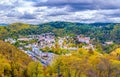 Karlovy Vary city aerial panoramic view Royalty Free Stock Photo