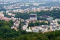 Spa town of Karlovy Vary from above, with hotel Thermal and orthodox church Royalty Free Stock Photo